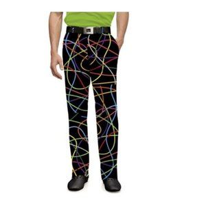 Loudmouth Men's Black Pants with Colorful Swirls